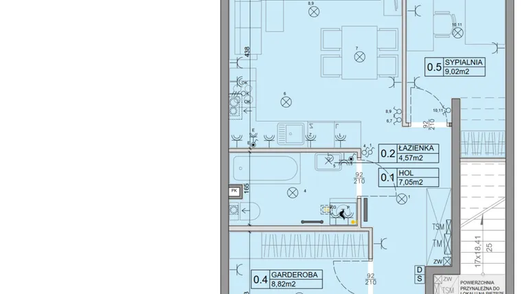 Rzut - Mieszkanie na sprzedaż 3 pokoje o powierzchni 46,34 m² - numer 101 w Manufaktura Marki 2 etap IV
