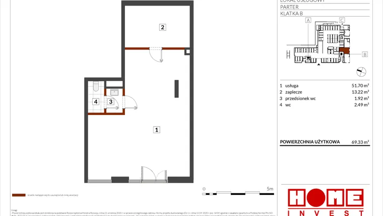Rzut - Lokal użytkowy na sprzedaż 1 pokój o powierzchni 69,33 m² - numer E1-U02 w Warszawski Świt etap X