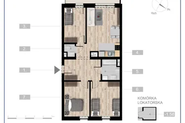 Rzut - Mieszkanie na sprzedaż 4 pokoje o powierzchni 73,77 m² - numer 20 w Szczytno Dąbrowskiego - etap 3