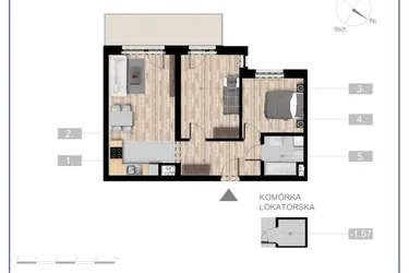 Rzut - Mieszkanie na sprzedaż 3 pokoje o powierzchni 54,86 m² - numer 19 w Szczytno Dąbrowskiego - etap 3