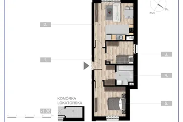 Rzut - Mieszkanie na sprzedaż 3 pokoje o powierzchni 52,8 m² - numer 34 w Szczytno Dąbrowskiego - etap 3