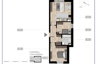 Rzut - Mieszkanie na sprzedaż 3 pokoje o powierzchni 52,8 m² - numer 44 w Szczytno Dąbrowskiego - etap 3