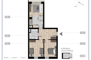 Rzut - Mieszkanie na sprzedaż 3 pokoje o powierzchni 57,07 m² - numer 41 w Szczytno Dąbrowskiego - etap 3