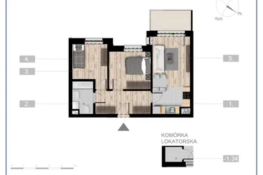 Rzut - Mieszkanie na sprzedaż 3 pokoje o powierzchni 49,92 m² - numer 42 w Szczytno Dąbrowskiego - etap 3