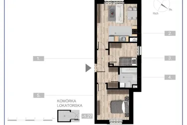 Rzut - Mieszkanie na sprzedaż 3 pokoje o powierzchni 52,8 m² - numer 49 w Szczytno Dąbrowskiego - etap 3