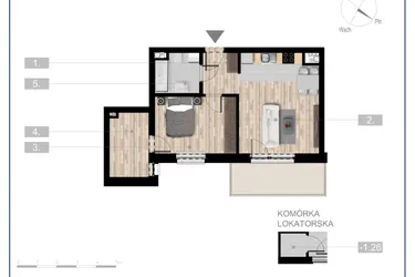 Rzut - Mieszkanie na sprzedaż 3 pokoje o powierzchni 47,06 m² - numer 50 w Szczytno Dąbrowskiego - etap 3