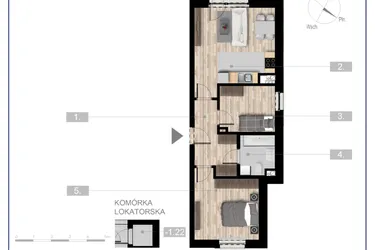 Rzut - Mieszkanie na sprzedaż 3 pokoje o powierzchni 52,8 m² - numer 54 w Szczytno Dąbrowskiego - etap 3