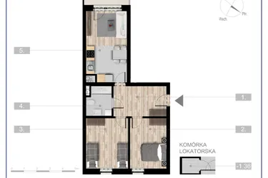 Rzut - Mieszkanie na sprzedaż 3 pokoje o powierzchni 57,07 m² - numer 56 w Szczytno Dąbrowskiego - etap 3