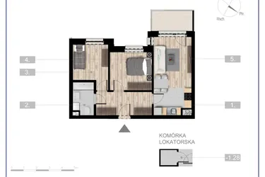 Rzut - Mieszkanie na sprzedaż 3 pokoje o powierzchni 49,92 m² - numer 57 w Szczytno Dąbrowskiego - etap 3