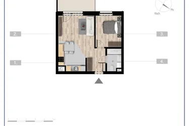 Rzut - Mieszkanie na sprzedaż 2 pokoje o powierzchni 41,67 m² - numer 58 w Szczytno Dąbrowskiego - etap 3