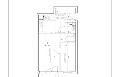 Rzut - Mieszkanie na sprzedaż 2 pokoje o powierzchni 45,5 m² - numer I-B3 w Industria etap I-B