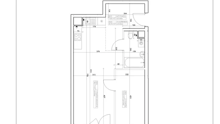 Rzut - Mieszkanie na sprzedaż 2 pokoje o powierzchni 45,5 m² - numer I-B3 w Industria etap I-B