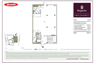 Rzut - Lokal użytkowy na sprzedaż 1 pokój o powierzchni 121,05 m² - numer LU3 w Dajwór