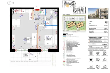 Rzut - Mieszkanie na sprzedaż 2 pokoje o powierzchni 40,98 m² - numer 2 w Harmony Antoninek