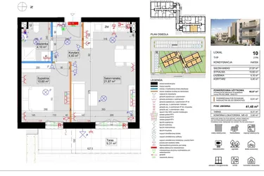 Rzut - Mieszkanie na sprzedaż 2 pokoje o powierzchni 40,97 m² - numer 10 w Harmony Antoninek