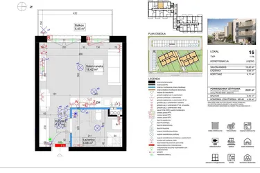 Rzut - Mieszkanie na sprzedaż 1 pokój o powierzchni 28,4 m² - numer 16 w Harmony Antoninek