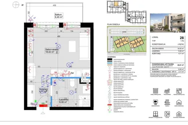 Rzut - Mieszkanie na sprzedaż 1 pokój o powierzchni 28,47 m² - numer 28 w Harmony Antoninek