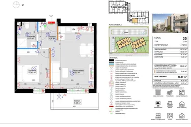 Rzut - Mieszkanie na sprzedaż 2 pokoje o powierzchni 39,68 m² - numer 35 w Harmony Antoninek