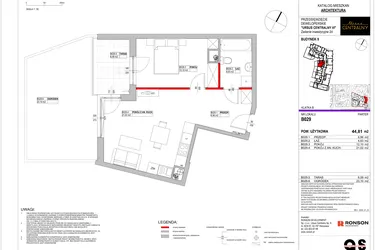 Rzut - Mieszkanie na sprzedaż 2 pokoje o powierzchni 44,81 m² - numer 9.B029 w Ursus Centralny etap VI