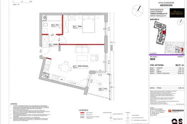 Rzut - Mieszkanie na sprzedaż 2 pokoje o powierzchni 45,32 m² - numer 9.B039 w Ursus Centralny etap VI