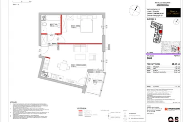 Rzut - Mieszkanie na sprzedaż 2 pokoje o powierzchni 48,51 m² - numer 9.B066 w Ursus Centralny etap VI