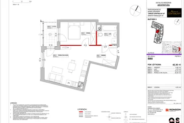 Rzut - Mieszkanie na sprzedaż 2 pokoje o powierzchni 42,36 m² - numer 9.B060 w Ursus Centralny etap VI