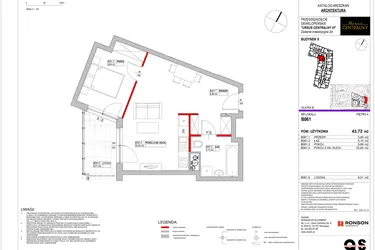 Rzut - Mieszkanie na sprzedaż 2 pokoje o powierzchni 43,72 m² - numer 9.B061 w Ursus Centralny etap VI