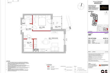 Rzut - Mieszkanie na sprzedaż 2 pokoje o powierzchni 45,3 m² - numer 9.B067 w Ursus Centralny etap VI