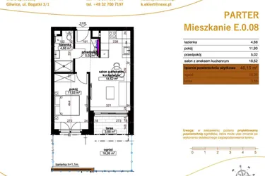 Rzut - Mieszkanie na sprzedaż 2 pokoje o powierzchni 40,15 m² - numer E.0.08 w Wzgórze Poetów 2
