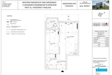 Rzut - Mieszkanie na sprzedaż 2 pokoje o powierzchni 39,84 m² - numer A5 w Podgórki Tynieckie