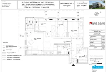 Rzut - Mieszkanie na sprzedaż 4 pokoje o powierzchni 74,04 m² - numer B3 w Podgórki Tynieckie