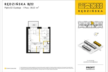 Rzut - Mieszkanie na sprzedaż 2 pokoje o powierzchni 36,13 m² - numer RD4A/B/22 w Rędzińska 4