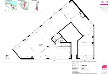 Rzut - Lokal użytkowy na sprzedaż 1 pokój o powierzchni 354,84 m² - numer B/4/0/1 w Malta Wołkowyska etap III
