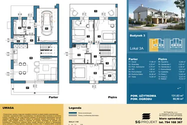 Rzut - Dom na sprzedaż 4 pokoje o powierzchni 131,85 m² - numer 3A w Osiedle Konarzyce etap II