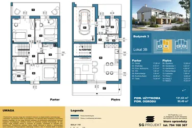 Rzut - Dom na sprzedaż 4 pokoje o powierzchni 131,63 m² - numer 3B w Osiedle Konarzyce etap II