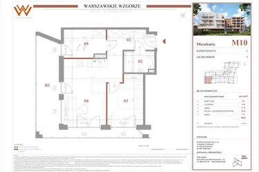Rzut - Mieszkanie na sprzedaż 3 pokoje o powierzchni 49,64 m² - numer M10 w Warszawskie Wzgórze