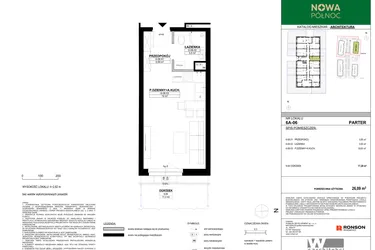 Rzut - Mieszkanie na sprzedaż 1 pokój o powierzchni 26,09 m² - numer 6A-06 w Nowa Północ etap 2A