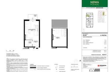 Rzut - Mieszkanie na sprzedaż 2 pokoje o powierzchni 44,24 m² - numer 6A-26 w Nowa Północ etap 2A