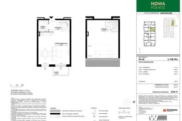 Rzut - Mieszkanie na sprzedaż 3 pokoje o powierzchni 65,08 m² - numer 6A-29 w Nowa Północ etap 2A