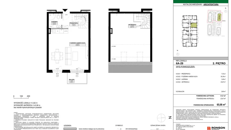 Rzut - Mieszkanie na sprzedaż 3 pokoje o powierzchni 65,08 m² - numer 6A-29 w Nowa Północ etap 2A