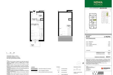 Rzut - Mieszkanie na sprzedaż 2 pokoje o powierzchni 42,52 m² - numer 6A-30 w Nowa Północ etap 2A