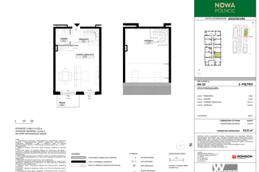 Rzut - Mieszkanie na sprzedaż 3 pokoje o powierzchni 63,53 m² - numer 6A-32 w Nowa Północ etap 2A