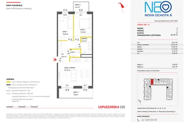 Rzut - Mieszkanie na sprzedaż 3 pokoje o powierzchni 60,78 m² - numer 29 w Neo Nova Ochota 6