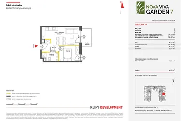 Rzut - Mieszkanie na sprzedaż 2 pokoje o powierzchni 32,82 m² - numer 84 w Nova Viva Garden 7