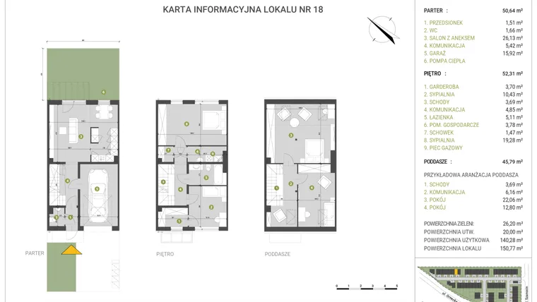 Rzut - Dom na sprzedaż 4 pokoje o powierzchni 150,77 m² - numer 18 w Leśne Wzgórza etap I-II