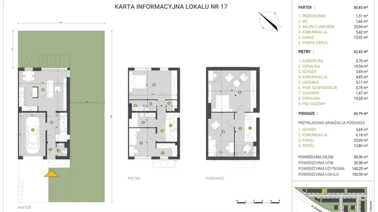 Rzut - Dom na sprzedaż 4 pokoje o powierzchni 150,59 m² - numer 17 w Leśne Wzgórza etap I-II