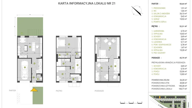 Rzut - Dom na sprzedaż 4 pokoje o powierzchni 150,77 m² - numer 21 w Leśne Wzgórza etap I-II