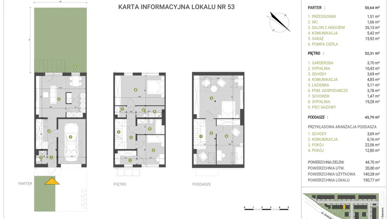 Rzut - Dom na sprzedaż 4 pokoje o powierzchni 150,77 m² - numer 53 w Leśne Wzgórza etap I-II