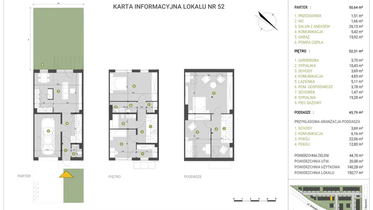 Rzut - Dom na sprzedaż 4 pokoje o powierzchni 150,77 m² - numer 52 w Leśne Wzgórza etap I-II