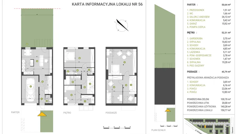 Rzut - Dom na sprzedaż 4 pokoje o powierzchni 150,77 m² - numer 56 w Leśne Wzgórza etap I-II